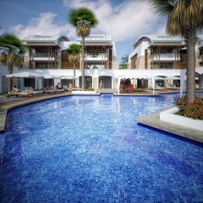 Недвижимость в Сиде: VIP квартиры в прекрасном месте в 500 м от моря с видом на море и горы.